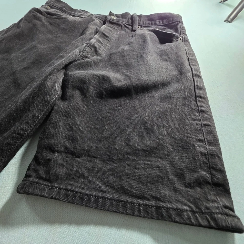 Levis 501 Mens Black Denim Shorts Original Fit Button Fly Cut Off Size 38 W38